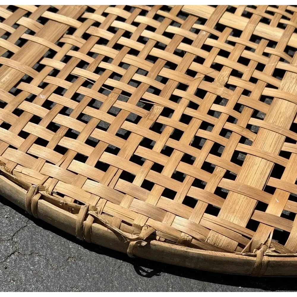 Large MCM Mid-Century Shallow Winnowing Basket 33” Vintage 3552-C